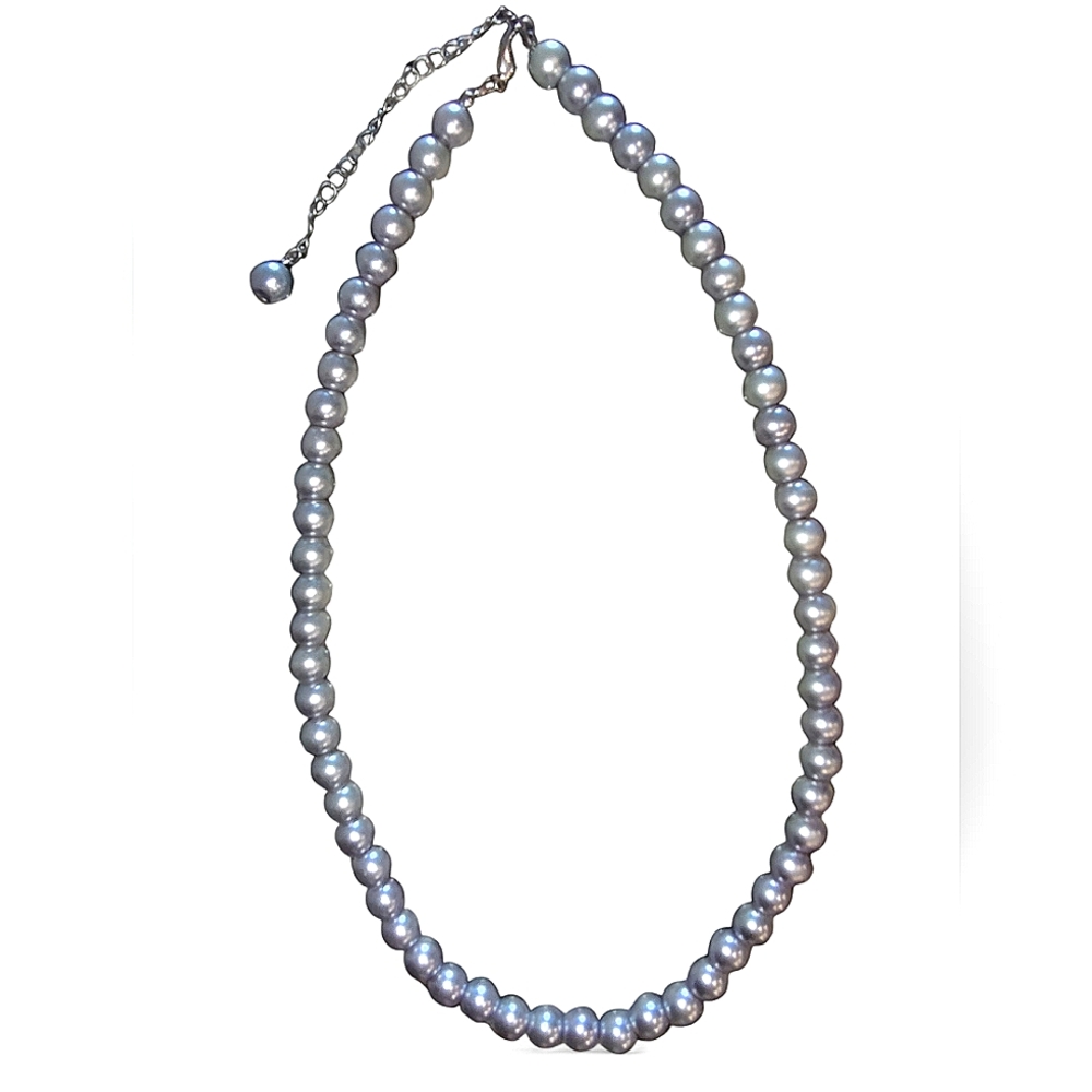 Vintage Style Light Blue Faux Pearl Necklace 18" - Picture 2 of 5